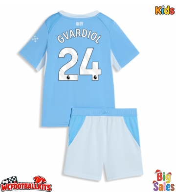 Manchester City Josko Gvardiol #24 Replica Home Stadium Kit for Kids 2026-27 Short Sleeve (+ pants)